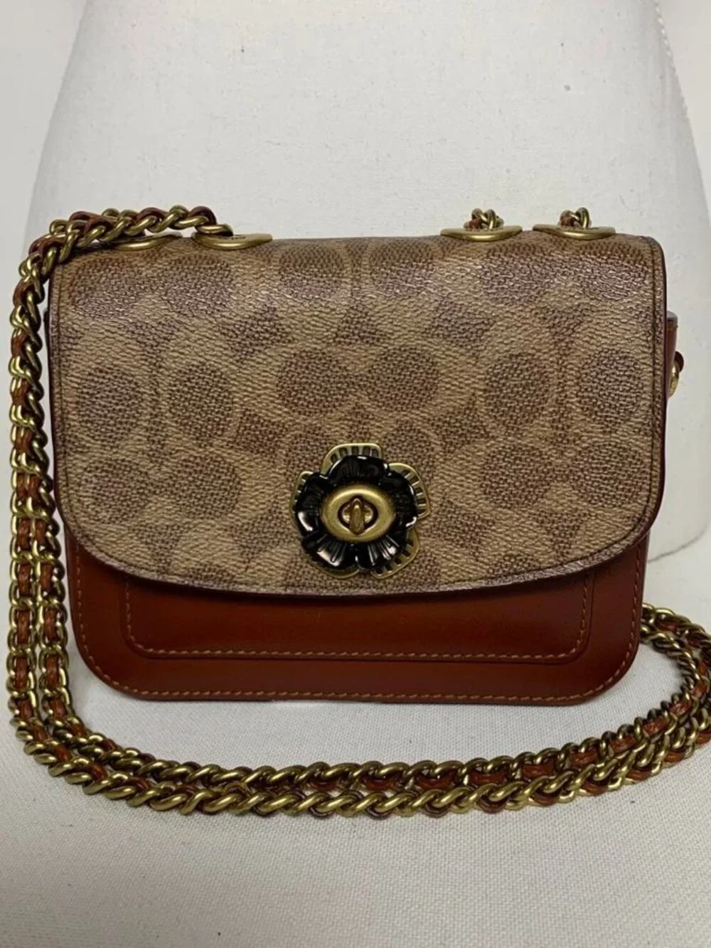 Coach brown and tan leather crossbody